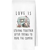 ERYBHKRTYH Camping Gifts Kitchen Towels - Gifts for Camping Lovers Decorative Waffle Dish Towels, Camper Gifts for Women Hand Tea Towel, 16x24 Inch