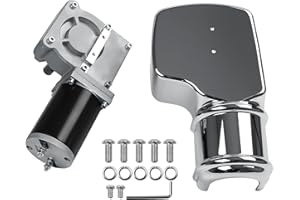 FHRHRY 600W 60:1 0.8HP Electric Tarp Motor for Dump Trucks up to 28' Length, Universal Tipper Truck Canopy Motor for Dump Truck Tarp System with Chrome Housing Cover- 12V DC, 60RPM(+/-6RPM)- 5 Years Warranty