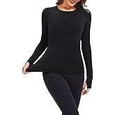 Tfovorlein Womens Long Sleeve Thermal Tops Ladies Fleece Lined Baselayer Undershirt for Winter Cold Weather with Thumb Holes