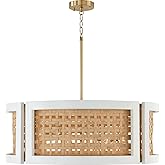 Capital Lighting 444361WM Lola Coastal Luxe Rattan Skin & Wood Drum Chandelier, 6-Light 360 Total Watts, 11" H x 30" W, Flat 