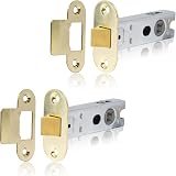 XFORT Polished Brass Radius Tubular Latch for Internal Wooden Doors 75mm