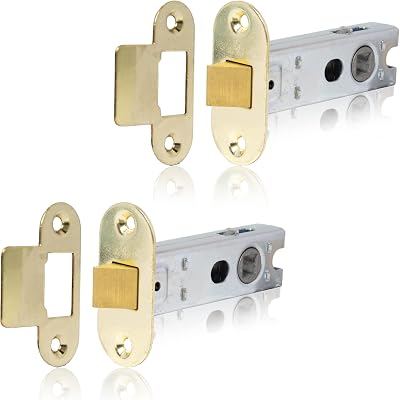 XFORT Polished Brass Radius Tubular Latch for Internal Wooden Doors 75mm
