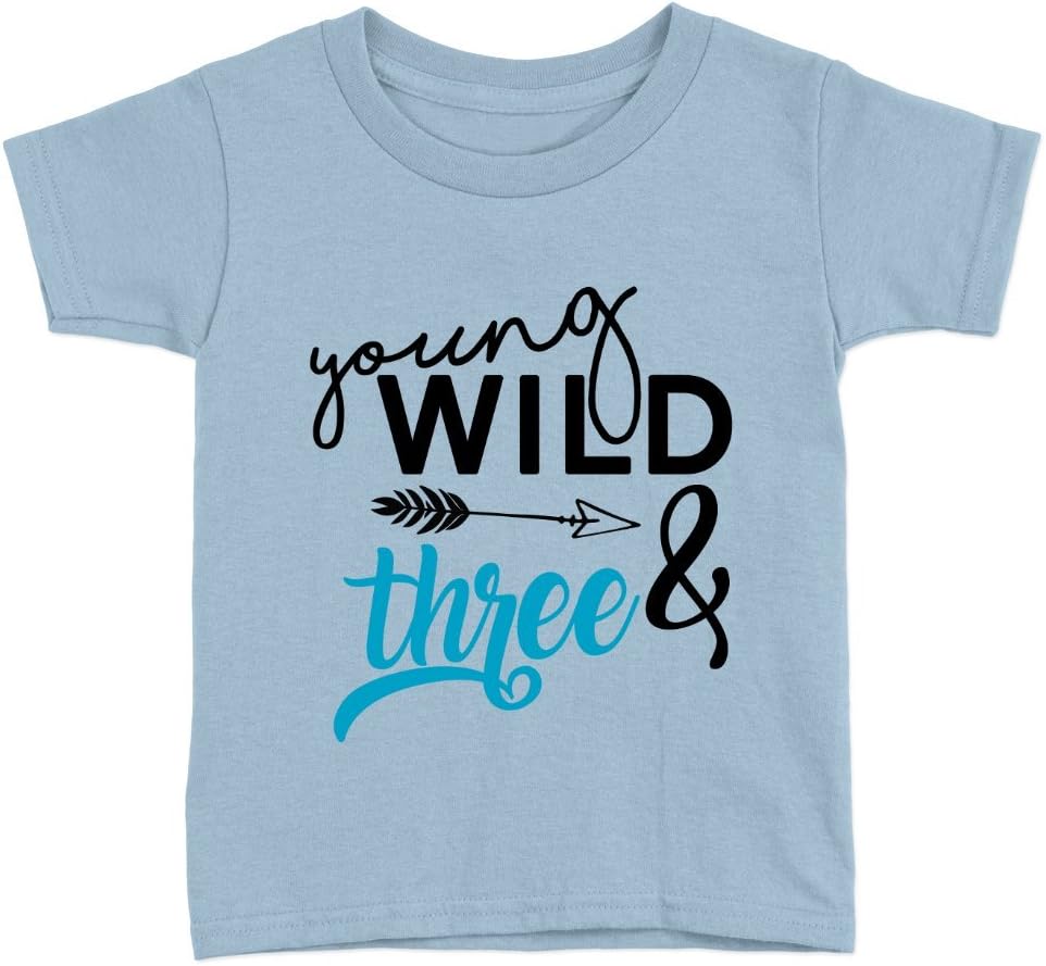 Kickass Tees Young Wild & Three Kids T-Shirt 3rd Birthday Years Old Sweet