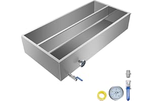 VBENLEM Maple Syrup Evaporator Pan 48x24x9.4 Inch Stainless Steel Maple Syrup Boiling Pan with Valve and Thermometer and Divided Pan