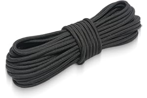BRETANGME Nylon Rope 1/4 Inch × 50 Ft Nylon Cord Rope for Outdoor Clothesline, Dog Leashes, Pull, Swing, Camping Tents, Gear Securing, Hanging, Easy to Knot Tying,Resistant to Water & UV Rays, Black