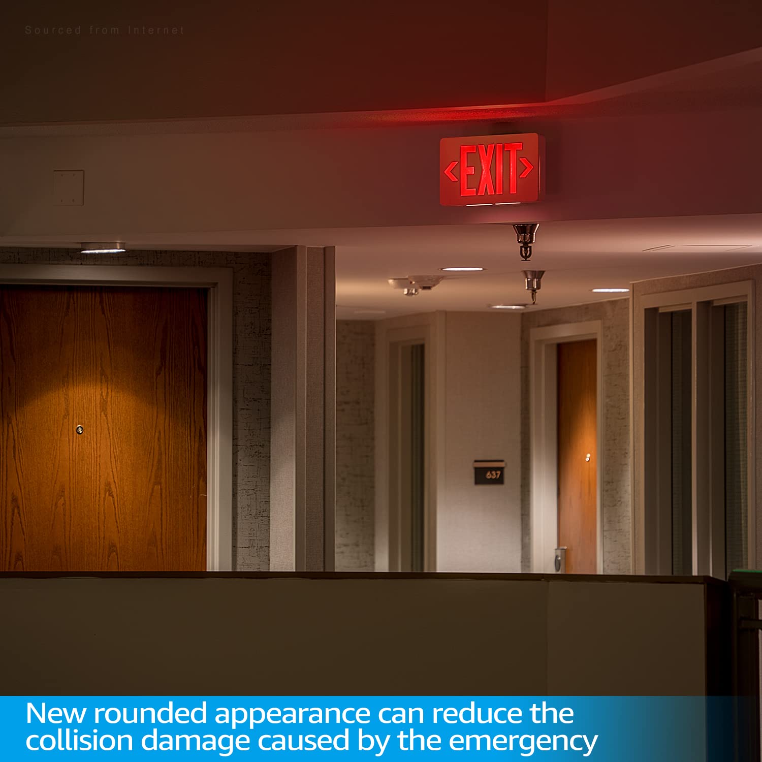 TORCHSTAR LED Exit Sign, Emergency Exit Light with Battery Backup, Double Face, UL 924, AC 120/277V, Damp Location, Hardwired Red Letter Exit Lights for Business Indoor, Pack of 2