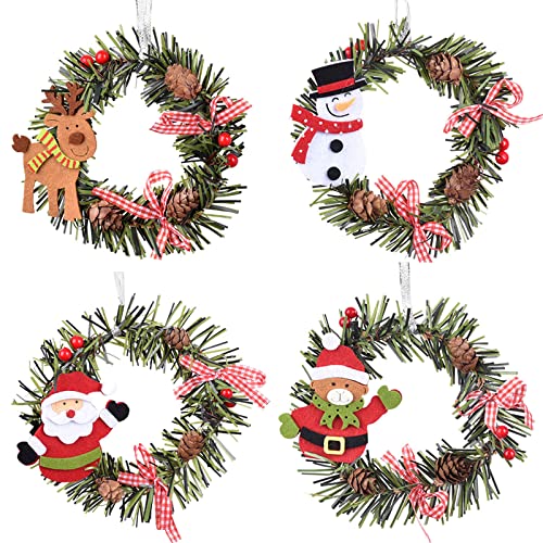Orgrimmar 4 Pcs Christmas Pine Wreaths for Front Door Christmas Holiday Indoor Home Decor
