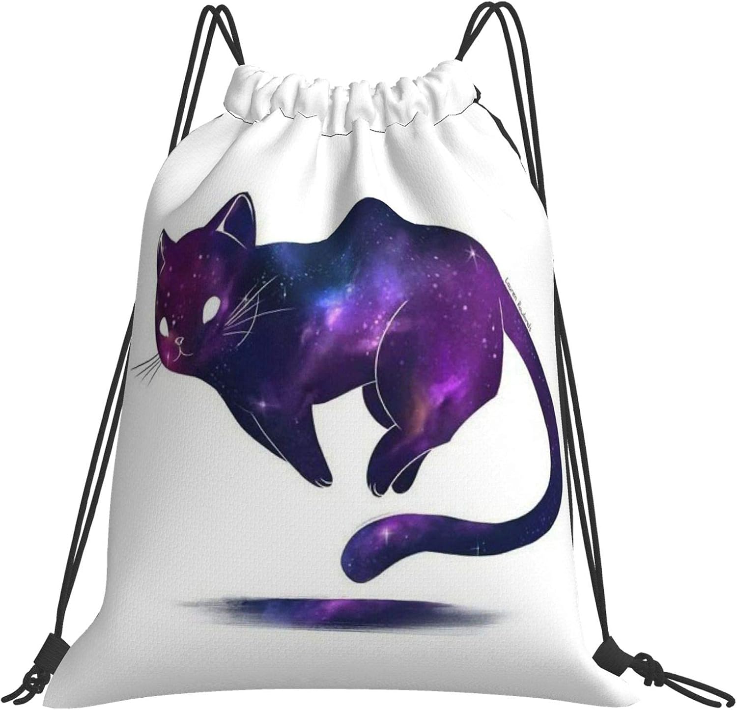 Galaxy Cat Drawstring Backpack Bag Sport Gym Hiking Yoga Swimming