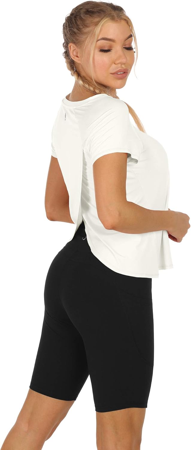 icyzone Workout T-Shirt for Women - Gym Running Yoga Tops Athletic Shirts Raglan Short Sleeves at  Women’s Clothing store