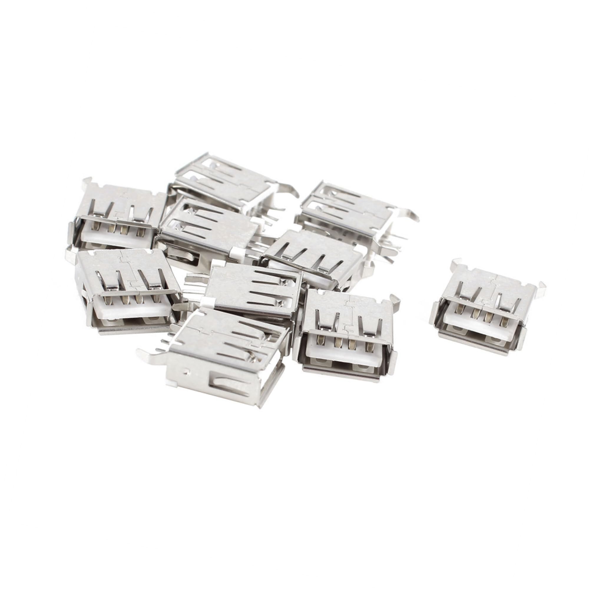 TUCKBOLD 10 Pcs 13.7mm USB Female Type A Port 4-Pin DIP 180 Degree Jack Socket Solder Automotive Parts