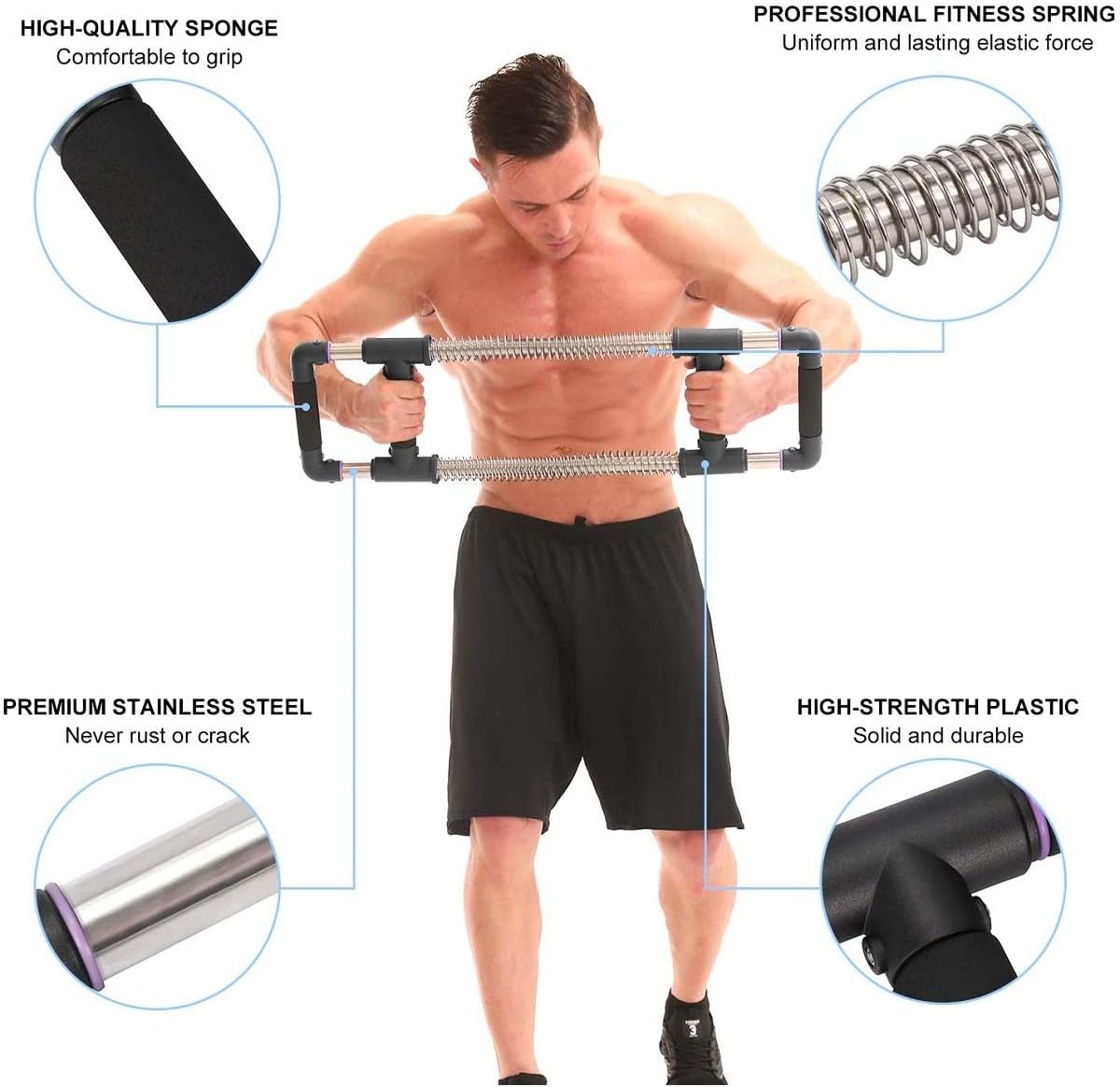 GoFitness Push Down Bar Machine - Chest Expander at Home Workout Equipment - Portable Spring Resistance Exercise Gym Kit for Home, Travel or Outdoors : Sports & Outdoors