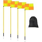 Desyeryamimi Soccer Corner Flags Set of 4 for Soccer Field, Adjustable Spring Loaded Soccer Flags Agility Training Poles Soccer Sticks, Speed and Agility Training Equipment with Storage Bag-5FT