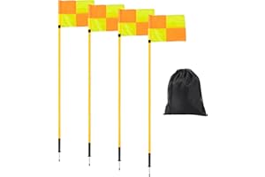 Desyeryamimi Soccer Corner Flags Set of 4 for Soccer Field, Adjustable Spring Loaded Soccer Flags Agility Training Poles Socc