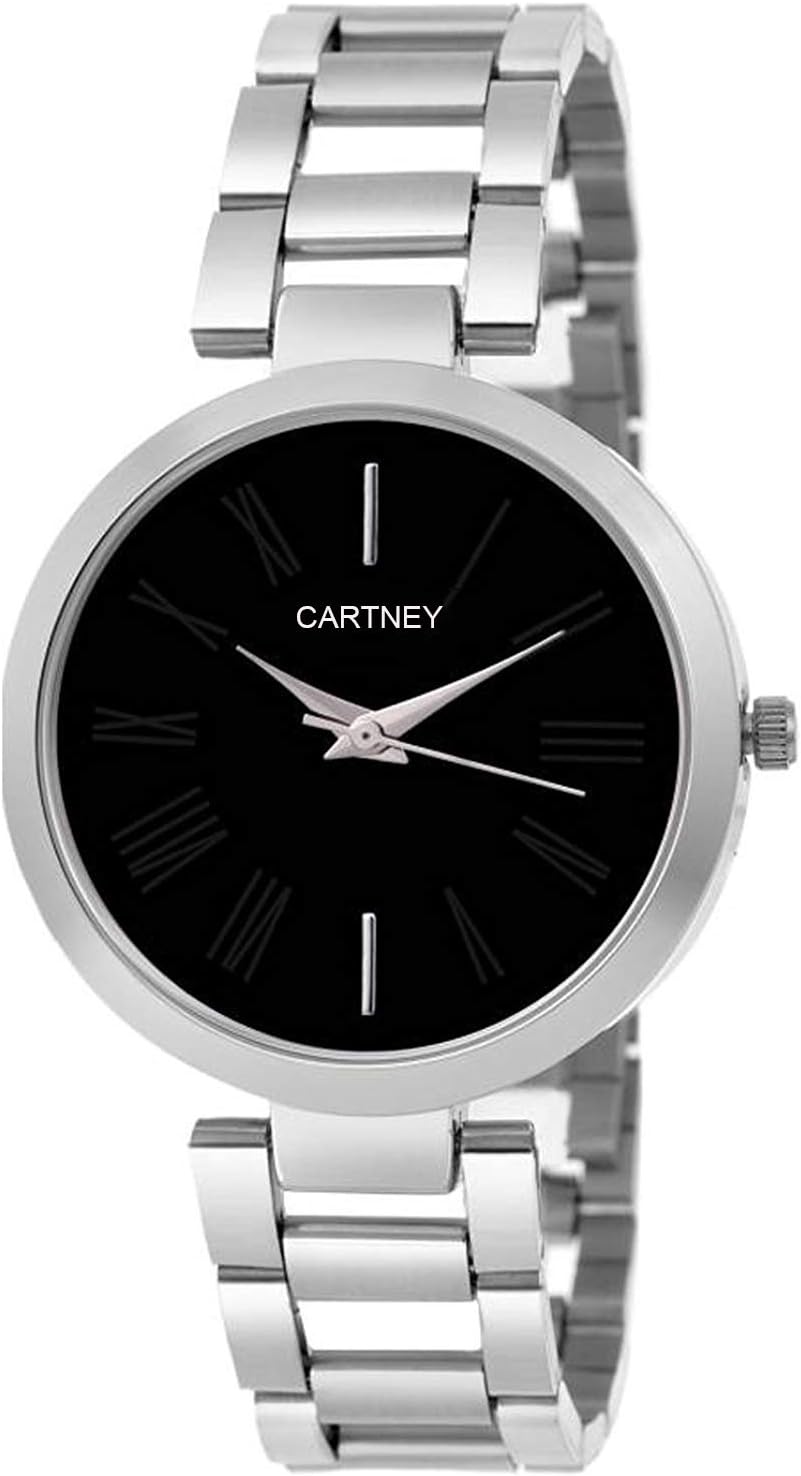 CARTNEYBlack Collection Analogue Women's Watch (Black Dial Silver Colored Strap)
