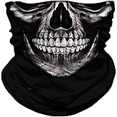 Skull Face Mask Dust Wind Sun Protection Seamless 3D Tube Mask Bandana for Men Women Durable Thin Breathable Skeleton Mask Motorcycle Riding Biker Fishing Cycling Sports (Grey skull)
