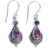 coadipress Vintage Crystal Teardrop Earrings for Women Fashion Bohemian Retro Colorful Natural Gemstone Drop Dangle Earrings Sparkly Jewelry Gift