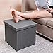 B FSOBEIIALEO Storage Ottoman with Tray, Small Ottomans Cube Folding Coffee Table Foot Stool Footrest Seat, Dark Grey Linen 16