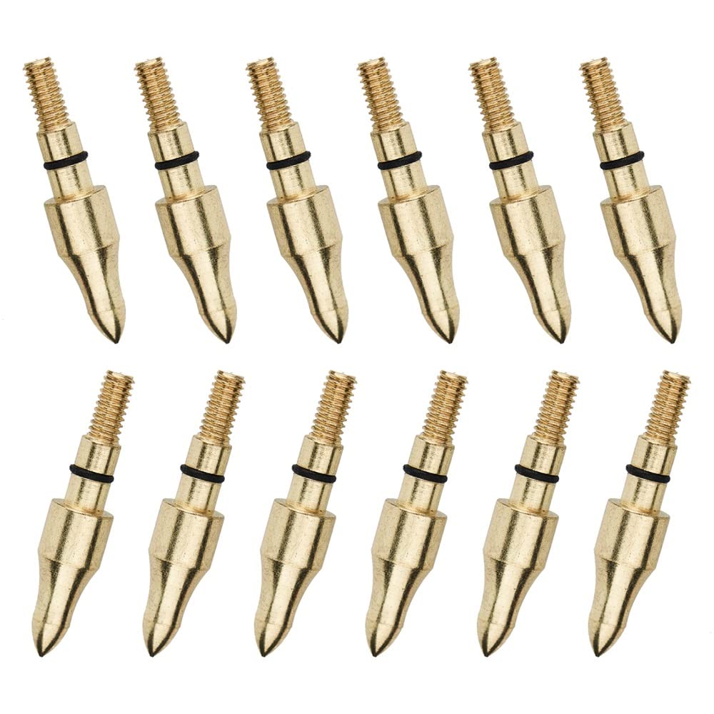 Huntingdoor 24 Pcs Archery Arrowheads Stainless Steel Arrow Tips 100 Grain Screw-in Arrow Head Replacement Metal Broadheads for DIY Bow and Arrow Hunting