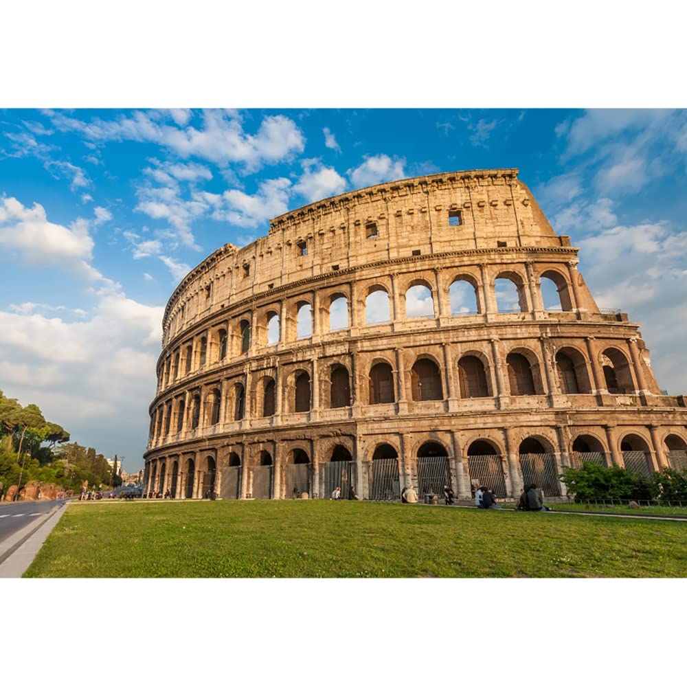 Aoihrraan 10x8ft Ancient Rome Colosseum Backdrop Italy Roman Historical Civilization Retro Building Natural Photography Background Wedding Shoots Kids Adults Outdoor Travel Portrait Photo Studio Props