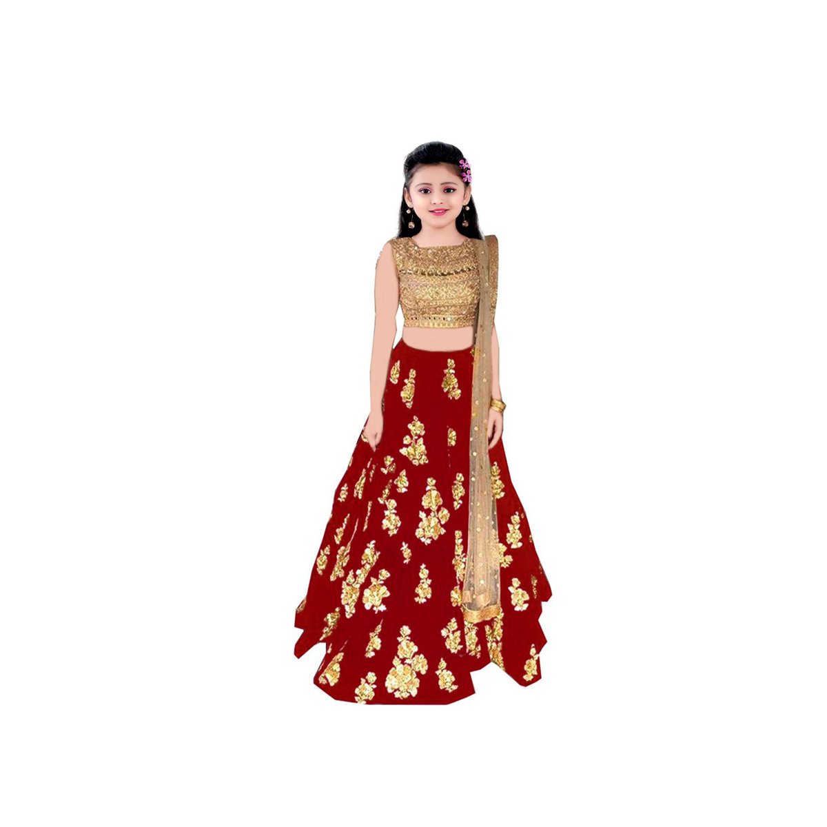 golden lehenga for girls