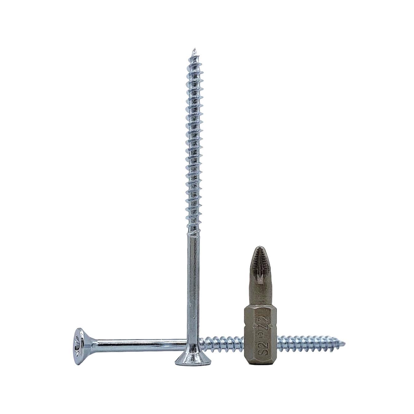 (Pack of 50 pcs) Zinc Plated Steel 4.0 x 70 mm Wood Screws, Partially Threaded, Pozi-Drive Head, Countersunk Head, Chipboard Screws (50, 4.0 x 70 mm)