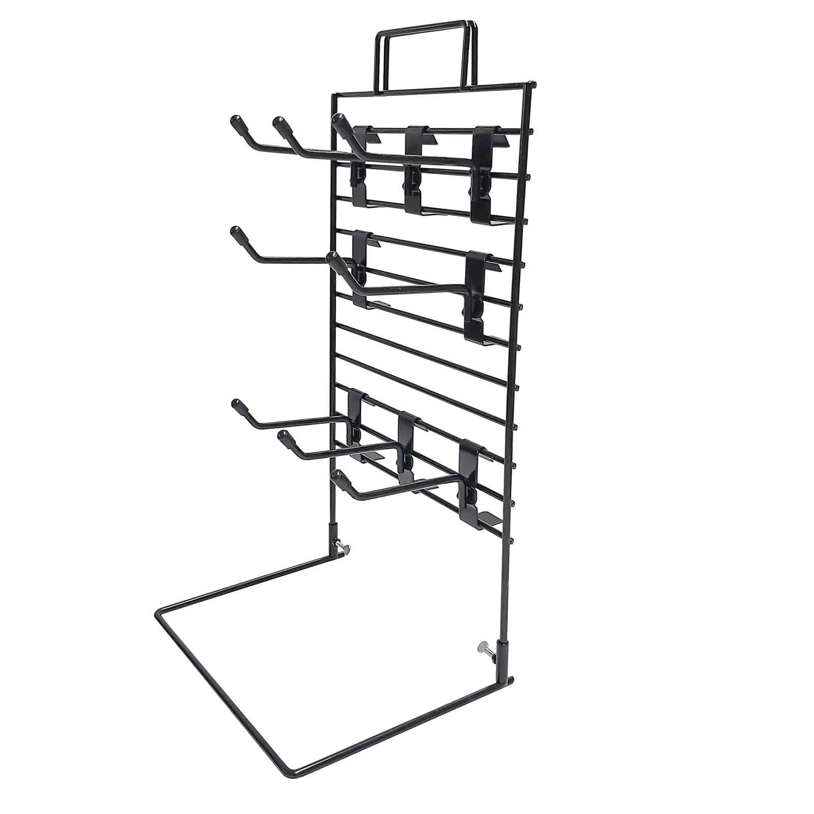 Counter Mesh Panel Hook Stand in Black for Shop Display, Keyrings, Gifts 380mm x 220mm with 8 x 4 Single Black Mesh Hooks (J46M/7-FBA)