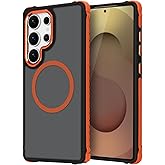 LLZ.COQUE Magnetic for Samsung Galaxy S25 Ultra Case, Compatible with Magsafe, Bumper Protective Cover, Slim Shockproof Translucent Matte Men Women Phone Case for Samsung Galaxy S25 Ultra 6.9", Orange