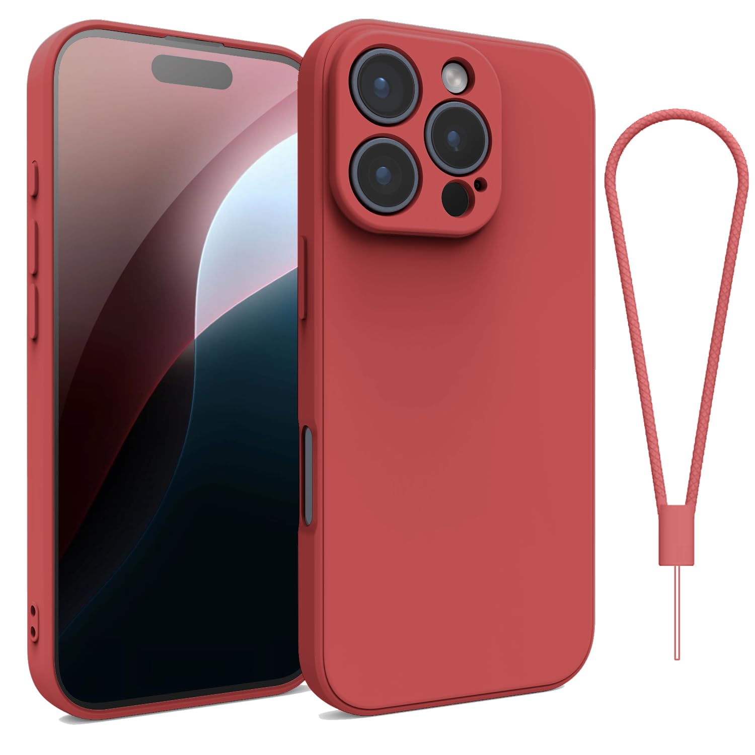 Andwing For iPhone 16 Pro Max Case,Silicone Case Soft Ultra For iPhone 16 Pro Max Phone Case Slim Protective Shockproof Cover Scratch-Resistant Microfiber Lining, 6.9" Camellia red