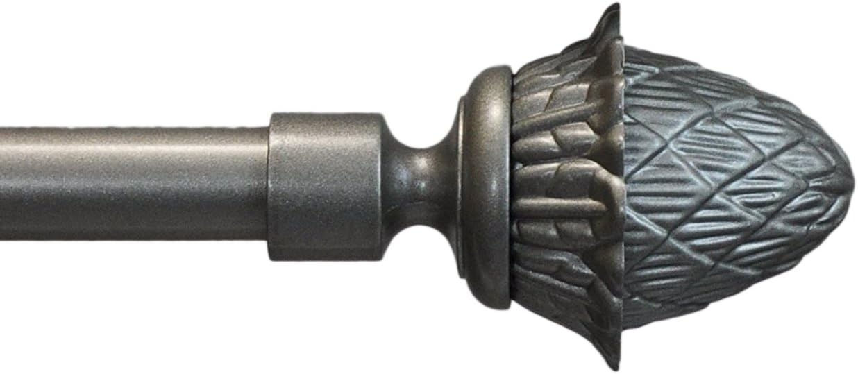 Urbanest Adjustable Artichoke Finial Curtain Drapery Rod Set, 5/8-inch (Pewter,28"-48")