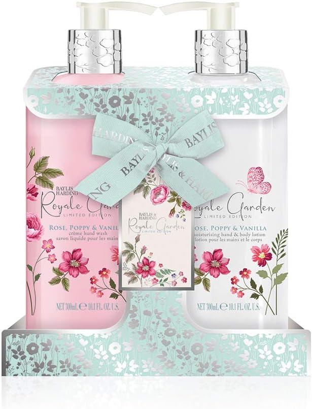 Baylis & Harding Royale Garden Rose, Poppy & Vanilla Luxury Hand Wash & Lotion Set, 2 x 300ml
