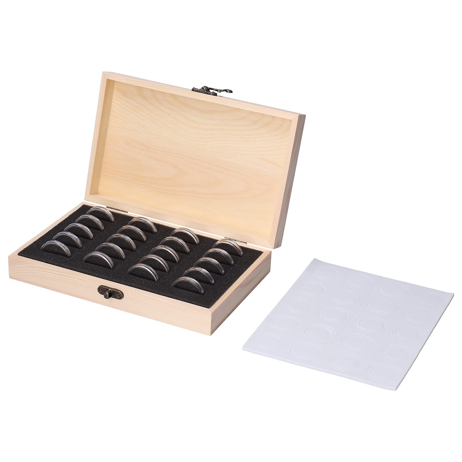 Coin Collection Box,20pcs Coin Capsules Holder Coin Collection Album 25mm/1 in Retro Commemorative Coin Protection Storage Wood Box for Coin Collection Supplies
