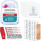 Rapid-Seal Hemostatic Bleed Control First Aid Wound Care Kit, 15 Pieces | Ideal for Cuts, Scrapes and Razor Nicks for Emergency First Aid Supplies.