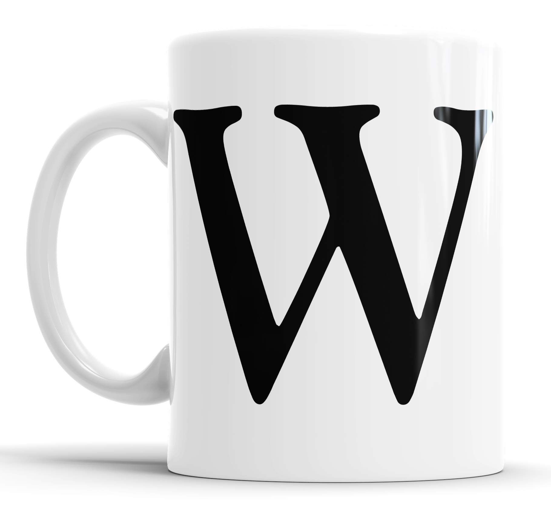 Faithful Prints Alphabet Mug Letter Mugs Initial Coffee Cup Birthday Fathers Day Gift (Letter W)
