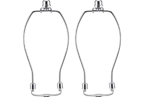 7 Inch Nickel Lamp Harp Holder with Finial and Detachable Light Duty Saddle Base, Saangseon Set of 2 DIY Lighting Accessories Horn Frame Lamp Shade Bracket