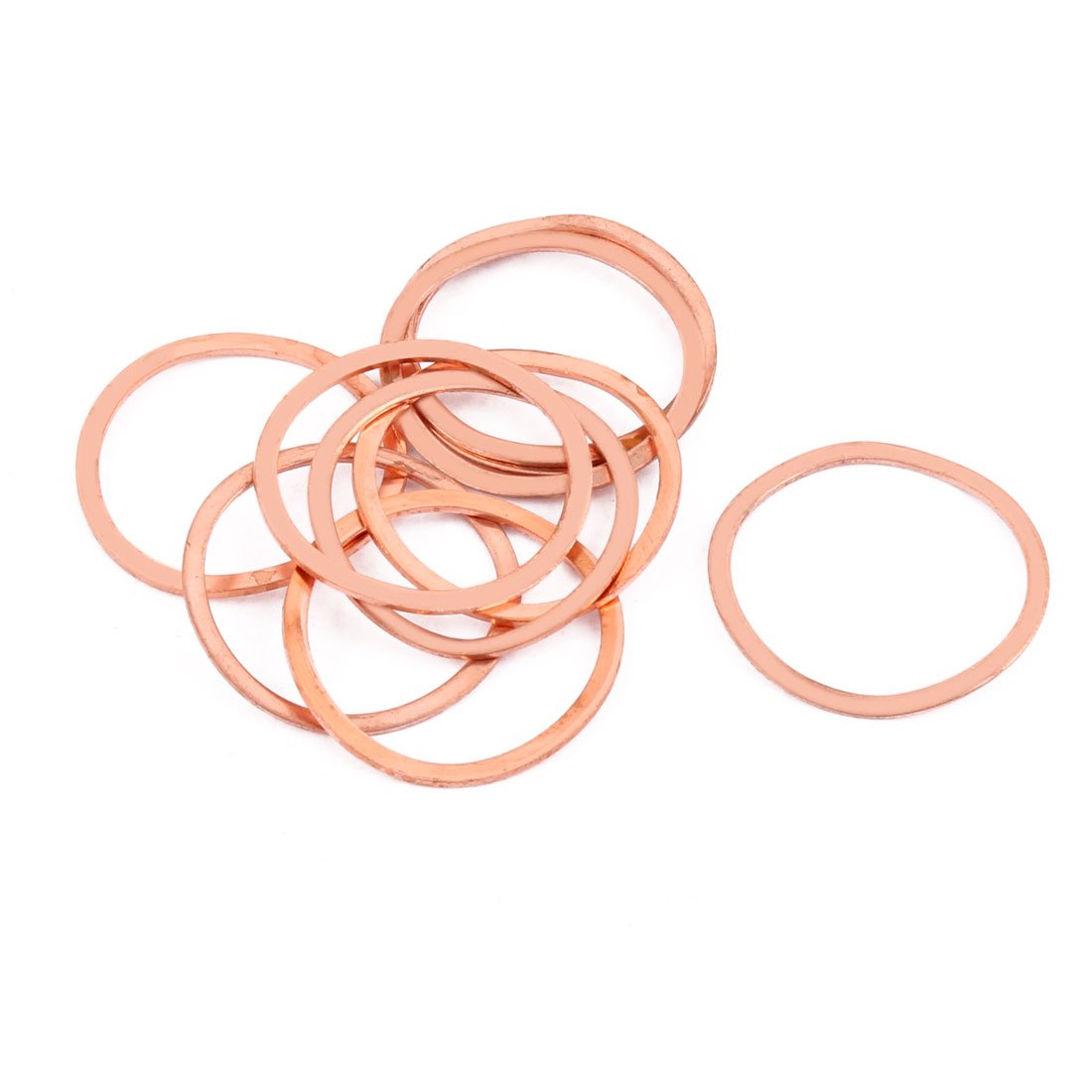Sourcingmap 10pcs 32mm x 27mm x 1mm Flat Ring Copper Crush Washer Sealing Gasket Fastener