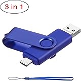64GB Photo Stick, EASTBULL Flash Drive 3 in 1 USB Picture Keeper for Android/Smartphone/Mac/PC/Laptop (64gb, Blue)