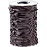 CABODYALS 175 Yards 1MM Dark Brown Waxed Cord Korean Polyester Round Wax Thread Soft Macrame Beading String Cords Bulk Rolls with Spool for Sewing Making Jewelry Necklaces Braiding Bracelet Diy Supply