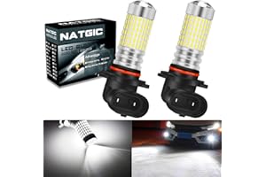 NATGIC 9005 HB3 LED Bulbs Super Bright 3000LM 3014SMD 144-EX Chipsets with Lens Projector for Fog Lights, Automotive Driving Lamps, Daytime Running Lights, Xenon White (Pack of 2)
