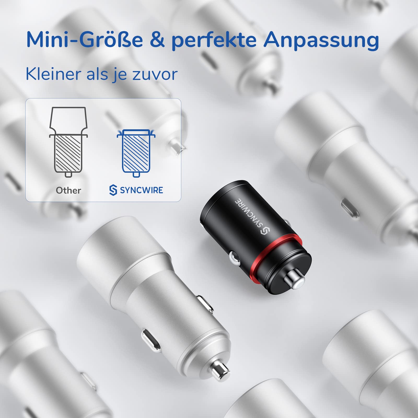 Syncwire 60W Zigarettenanzünder USB C & USB Auto Adapter [PD 30W & QC 30W] Super Mini Ganzmetall KFZ Ladegerät USBC Kompatibel mit iPhone, Samsung, Huawei, Xiaomi, Google Pixel - Schwarz 7