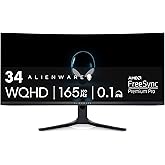 Alienware AW3423DWF Curved QD-OLED Gaming Monitor - 34-inch Quantum Dot OLED 0.1Ms 165Hz 21:9 Curved Display, 99.3% DCI-P3 Co