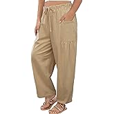 Eytino Womens Plus Size Wide Leg Pants Elastic Waist Drawstring Casual Palazzo Pants Lounge Trouser with Pockets(1X-5X)