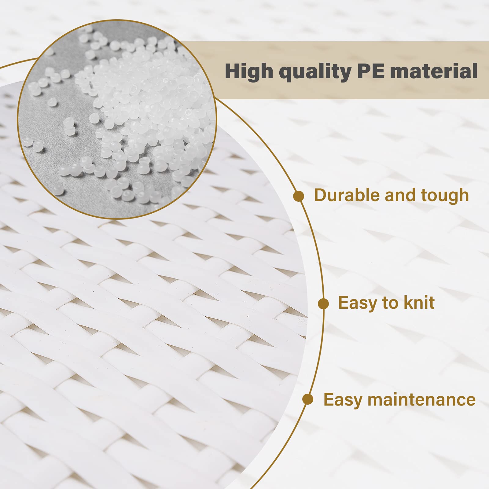Wicker Repair Material， Flat Synthetic Rattan Weaving Material Plastic Rattan for Knit and Repair Chair Table,Storage Basket,Ect (White A)