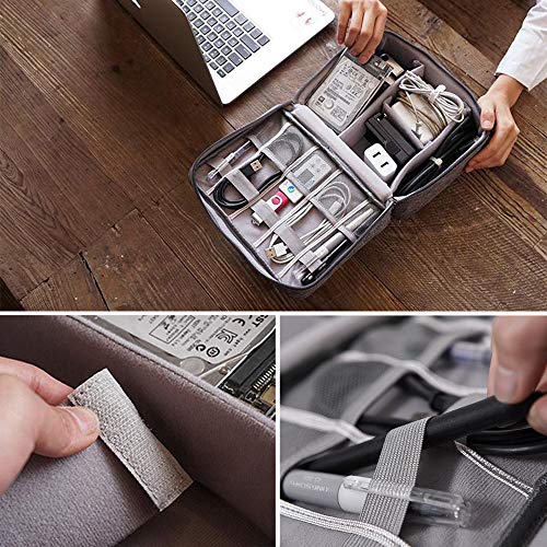 Electronic Organizer,Yudeg Electronics Accessories Travel Case USB Cable Drive Storage Bag for Portable Charger, Cables,Earphone,Mobile Phone (Grey)