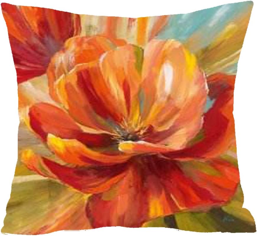 TNHCIG Oil Painting Pretty Poppy Flower Cotton Linen Throw Pillow Case Cushion Cover Home Sofa Balcony Decorative 18'' X 18 '' (1)