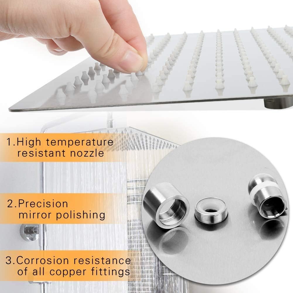 HAUSPROFI Rain Shower Head 8 inch Large Top Spray Square Showerhead 304 Stainless Steel Ultra Thin Powerful High-Pressure Bathroom Easy Installation Lush Shower Experience - Image 4