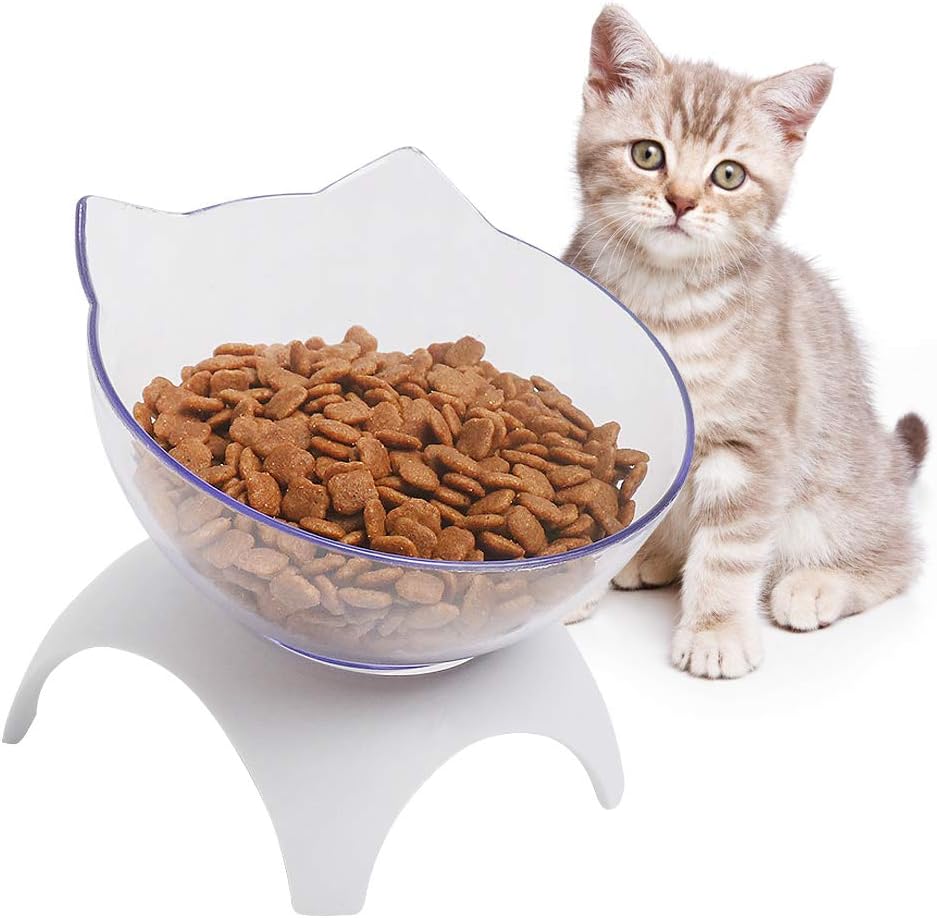 Cat Bowls Cat Dog Food Bowls, Creative Non-Slip Base Bowl Dog Bowl Cat Bowl for Food Water with Raised Stand, 15° Tilted Pet Bowl Stress-Free Suit for Dogs Cats Rabbits