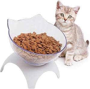 Cat Bowls Cat Dog Food Bowls, Creative Non-Slip Base Bowl Dog Bowl Cat Bowl for Food Water with Raised Stand, 15° Tilted Pet Bowl Stress-Free Suit for Dogs Cats Rabbits