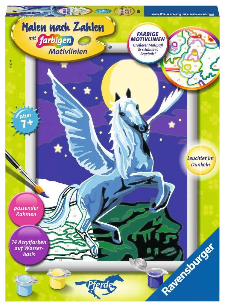 Ravensburger Paint by Numbers 28489 Pegasus in Moonlight for Children from 7 Years