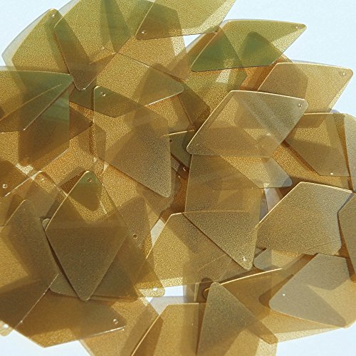 Gold Caramel Transparent Sequin Long Diamond 1.75 inch Metallic Couture Loose Paillettes. Made in USA.