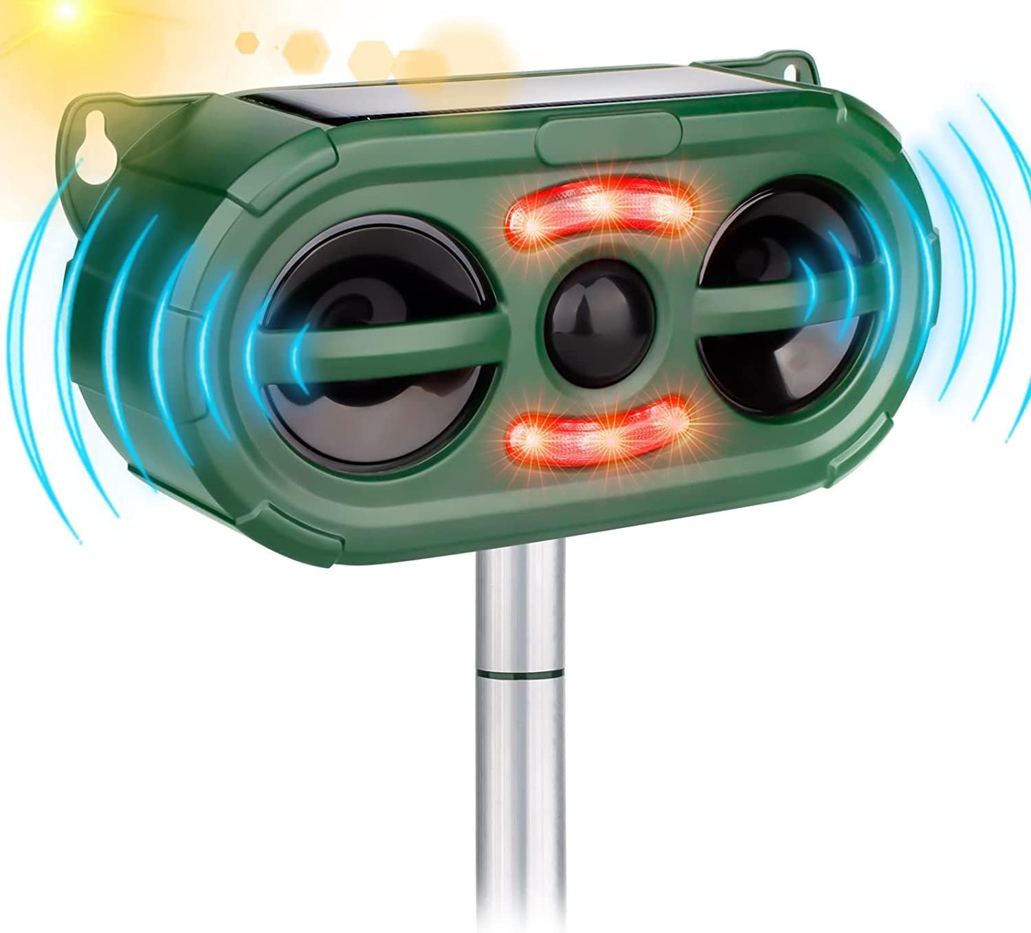 Photo 1 of Outdoor Solar Powered Animal Repeller,2024 New Ultrasonic Animal Repellent,Ultrasonic Squirrels Deterrent Waterproof Dog Repeller,Effective Solar Cat Repellent with Motion Sensor for Yard Garden Farm